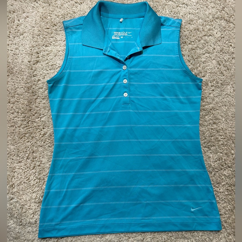 Nike Golf Dri-Fit Blue Striped Polo Tank Size Small